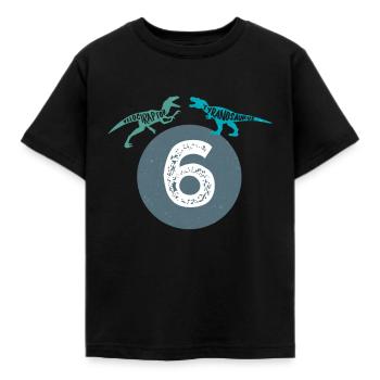 Anniversaire 6 ans Jeune dinosaure Dino T-Rex - T-shirt Enfant - noir - Devant - AI Model Kid Female (0cm)