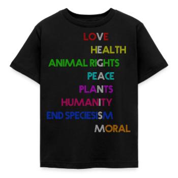 Vegan | Chemise véganisme - T-shirt Enfant - noir - Devant - AI Model Kid Female (0cm)