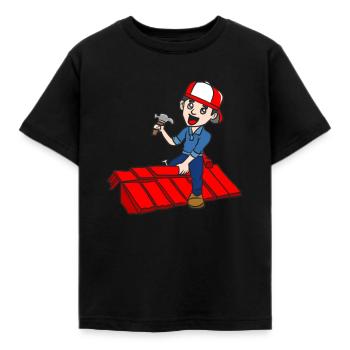 DACHDECKER - Kinder T-Shirt - Schwarz - Vorne - AI Model Kid Female (0cm)