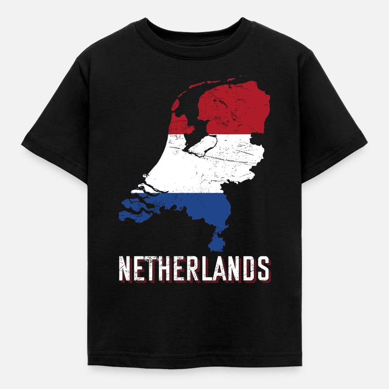 Pays-Bas drapeau forme de pays - T-shirt Enfant - noir