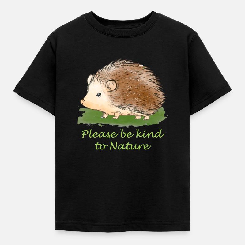 Naturschutz Igel - Kinder T-Shirt - Schwarz