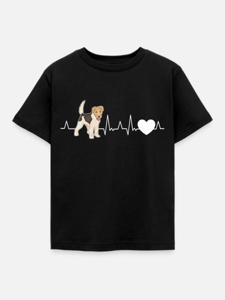 Foxterrier Herzschlag Drahthaar-Foxterrier - Børne-T-shirt - sort