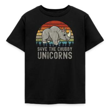 Save the chubby unicorns - Kids' T-Shirt - black - Front - AI Model Kid Female (0cm)