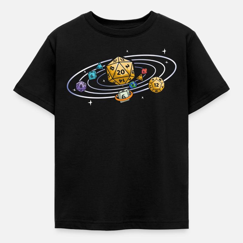 D20 Dice Planets Retro Solar System RPG Vintage - T-shirt Enfant - noir