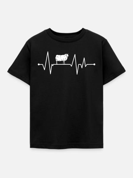 Schaf Herzschlag Bauer Schäfer Schafhirte - Kinder T-Shirt - Schwarz