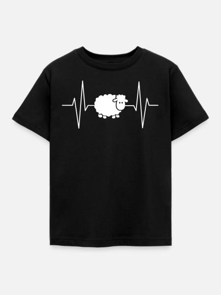 Schaf Schäfer Herzschlag Schafhirte Bauer - Kinder T-Shirt - Schwarz