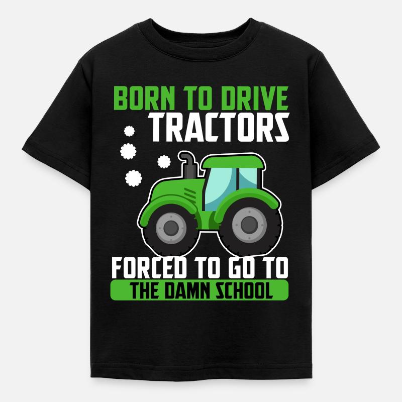 Traktor Agrarwirtschaft Bauer Landmaschinen Acker - Kinder T-Shirt - Schwarz