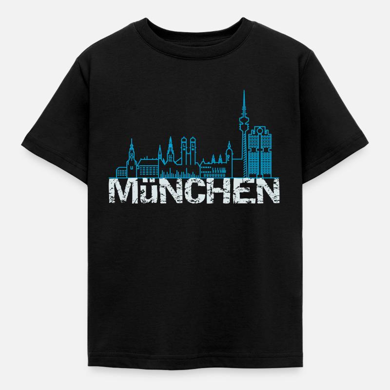 München skyline - Kinder T-Shirt - Schwarz