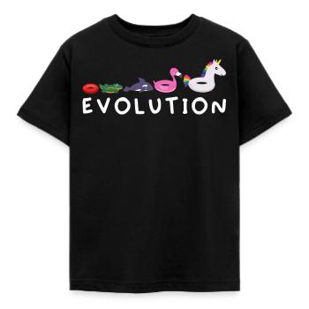 Evolution schwimmen Wassersport Flamingo Einhorn - Kinder T-Shirt - Schwarz - Vorne - AI Model Kid Female (0cm)