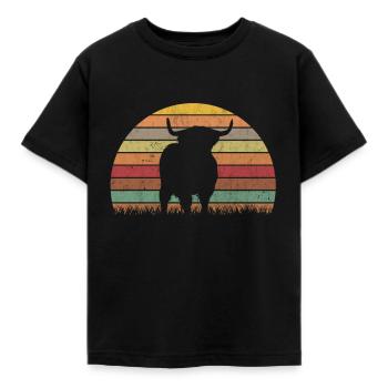 Schottisches Hochlandrind Vintage Highland Cattle - Kinder T-Shirt - Schwarz - Vorne - AI Model Kid Female (0cm)