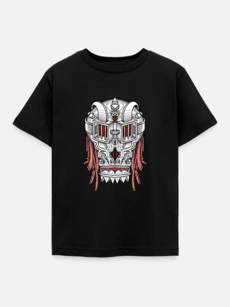 Totenkopf Futuristisch - Kinder T-Shirt - Schwarz