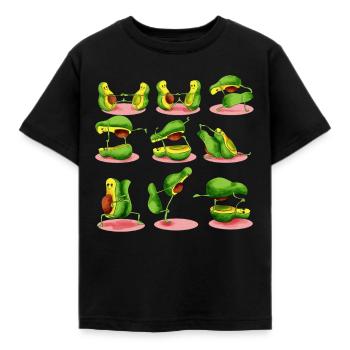 Yoga Veggie Avocado Couple Meditation Avocato - Kids' T-Shirt - black - Front - AI Model Kid Female (0cm)