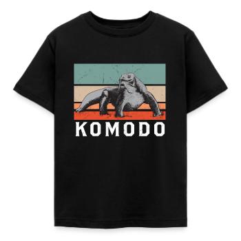 Komodowaran Waran Reptilien Retro Vintage Komodo - Kinder T-Shirt - Schwarz - Vorne - AI Model Kid Female (0cm)