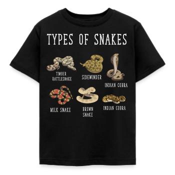 Snake types, Snake, Types of Snakes, Cobra - Kids' T-Shirt - black - Front - AI Model Kid Female (0cm)