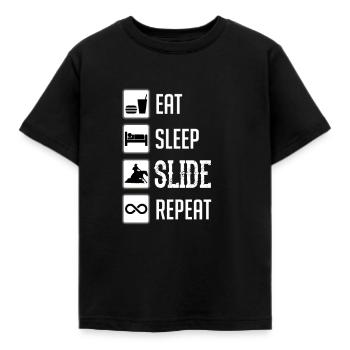 Eat Sleep Slide Reapeat Reinen Westernreiten - Kinder T-Shirt - Schwarz - Vorne - AI Model Kid Female (0cm)