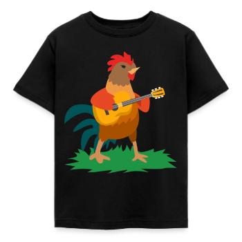 Huhn Gitarre - Kinder T-Shirt - Schwarz - Vorne - AI Model Kid Female (0cm)