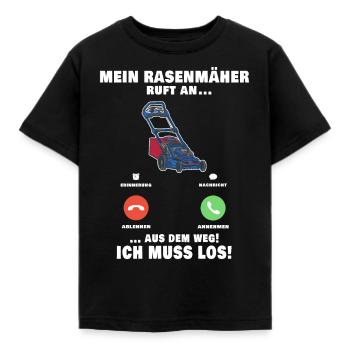 Rasenmäher Telefonanruf Gärtner Gartenarbeit - Kinder T-Shirt - Schwarz - Vorne - AI Model Kid Female (0cm)