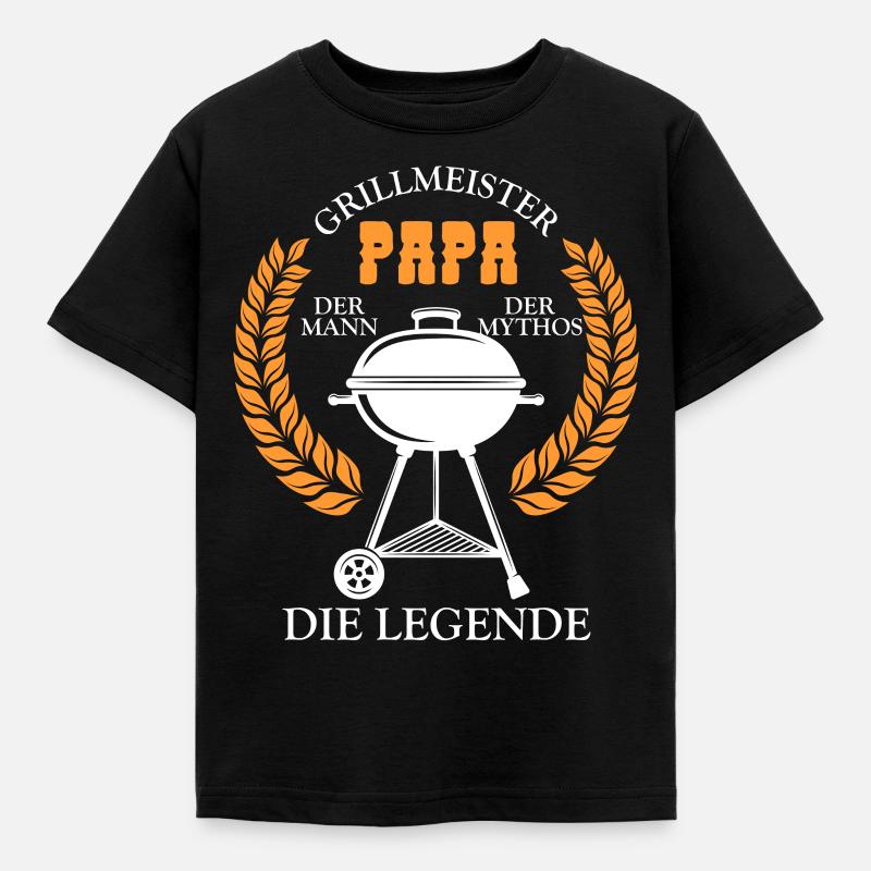 Grillmeister Papa Mann Geschenkidee - Kinder T-Shirt - Schwarz