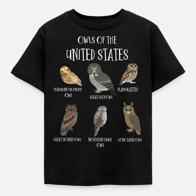 Eulenarten, Eulen & Kauze, Eule Fan - Kinder T-Shirt - Schwarz