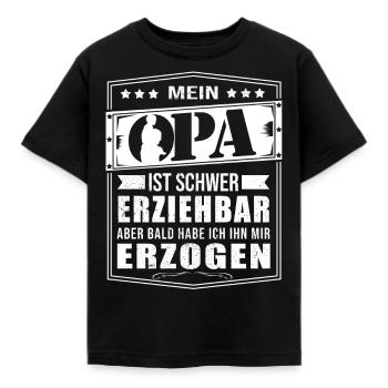 Mein Opa Ist Schwer Erziehbar Großvater Geschenk - Kinder T-Shirt - Schwarz - Vorne - AI Model Kid Female (0cm)