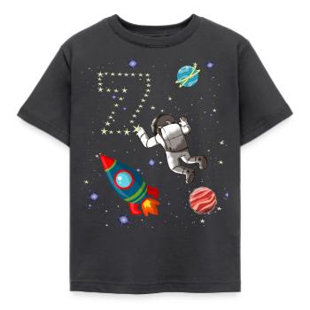 Rocket Astronaut 7 Year 7th Birthday Space - Kids' T-Shirt - dark grey - Front - AI Model Kid Female (0cm)