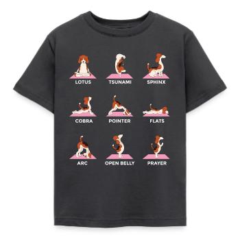 Dog yoga poses - Kids' T-Shirt - dark grey - Front - AI Model Kid Female (0cm)