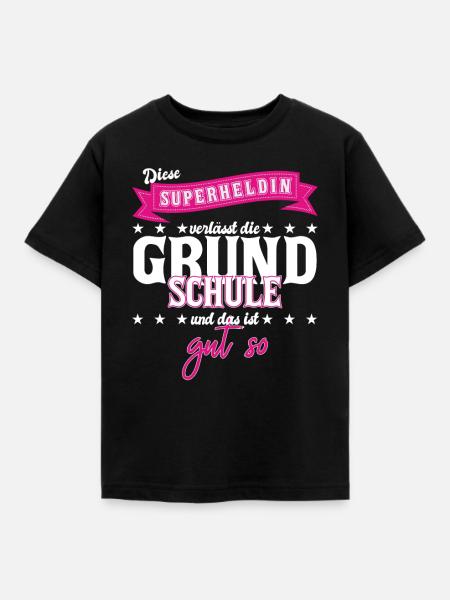 Superheldin Grundschule - Kinder T-Shirt - Schwarz