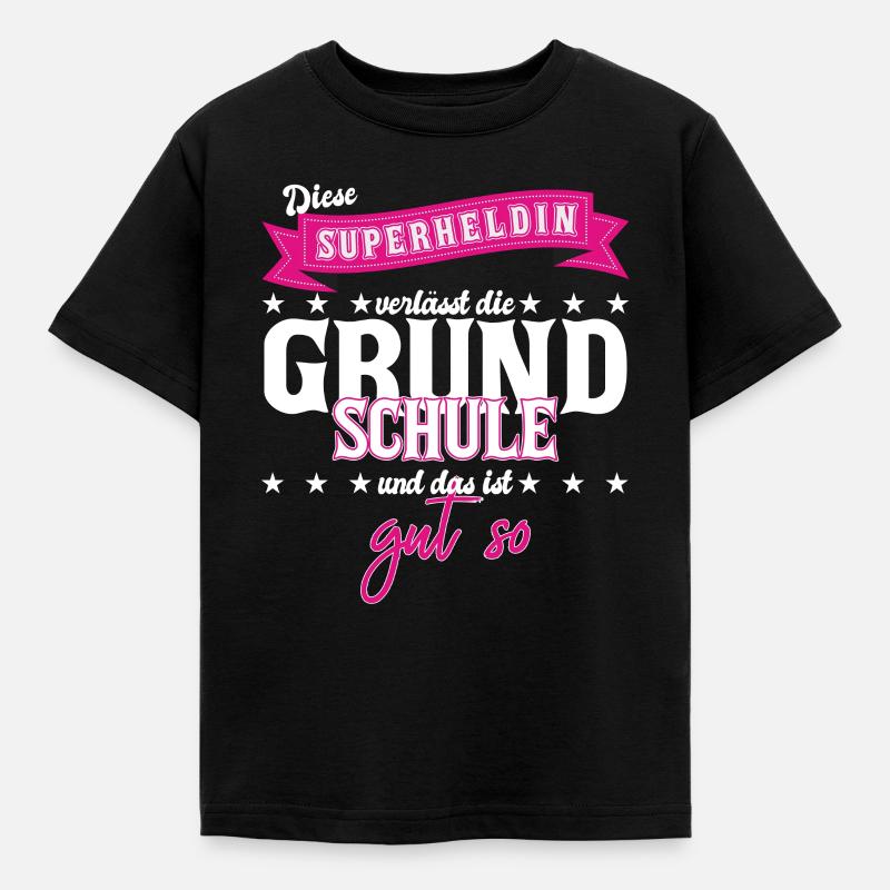 Superheldin Grundschule - Kinder T-Shirt - Schwarz
