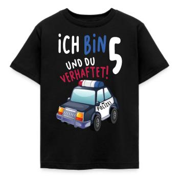 5. Geburtstag Polizei Geschenk 5 Jahre Polizist - Kinder T-Shirt - Schwarz - Vorne - AI Model Kid Female (0cm)