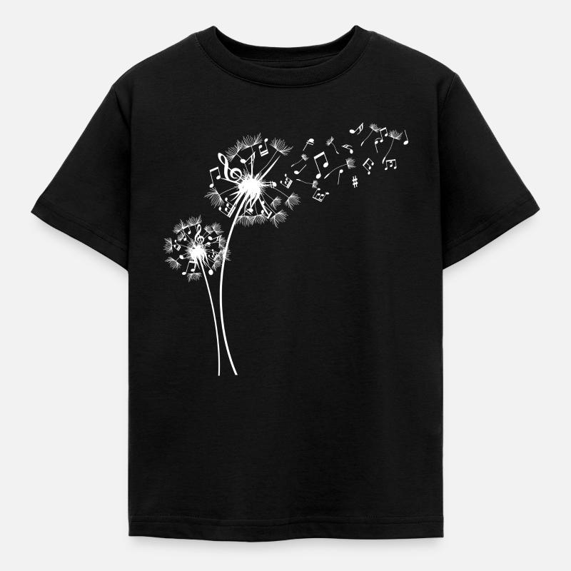 pusteblume with musical notes - Kids' T-Shirt - black