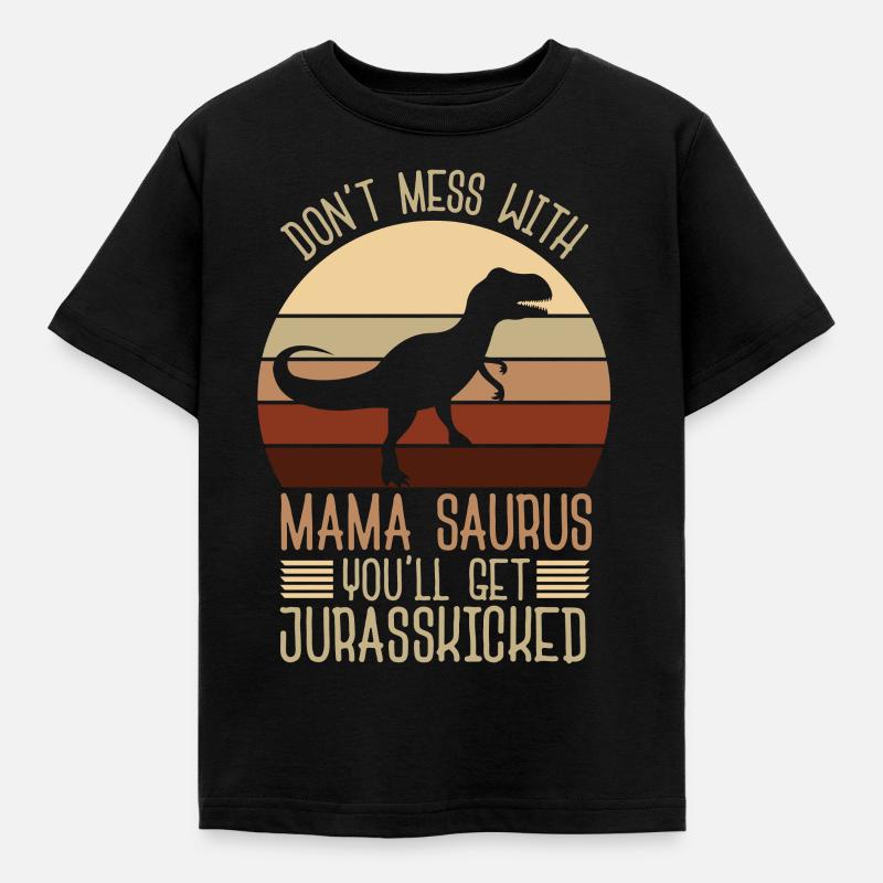 Mama Saurus - Kinder T-Shirt - Schwarz