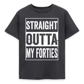 straight outta my forties, straight outta - Kinder T-Shirt - Dunkelgrau - Vorne - AI Model Kid Female (0cm)