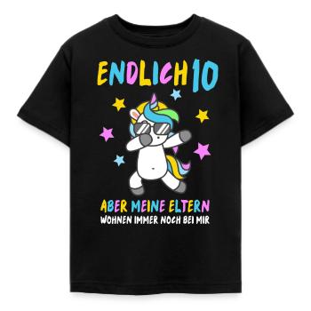 10. Geburtstag Mädchen Einhorn Dab 10 Jahre - Kinder T-Shirt - Schwarz - Vorne - AI Model Kid Female (0cm)