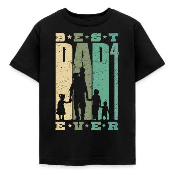 Dad hoch 4 Vater 4 Kinder vierfacher Papa Geschenk - Kinder T-Shirt - Schwarz - Vorne - AI Model Kid Female (0cm)