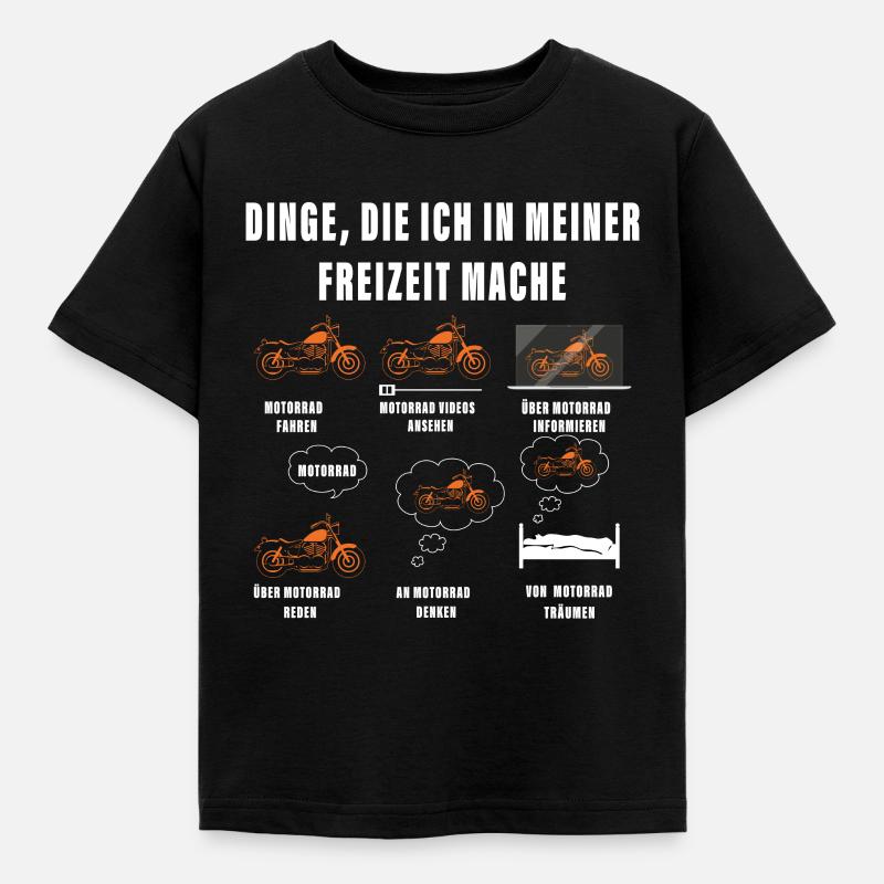 Dinge, die ich in meiner Freizeit mache Motorrad - Kinder T-Shirt - Schwarz