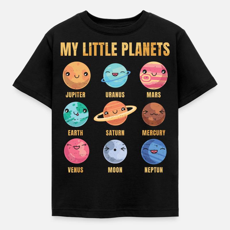 Solsystem - Søte planeter - Planet - Galaxy - T-skjorte for barn - svart