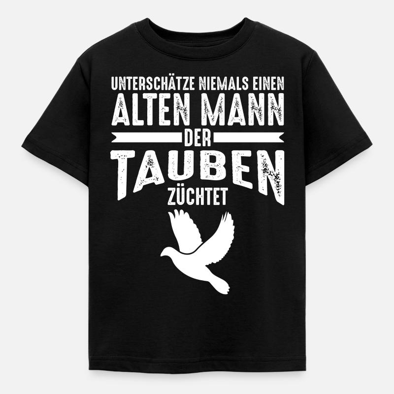 Alter Mann - Tauben | Taubenzüchter Retro - Kinder T-Shirt - Schwarz