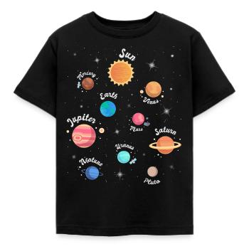 Kinder Sonnensystem Planeten Weltraum Wissen - Kinder T-Shirt - Schwarz - Vorne - AI Model Kid Female (0cm)