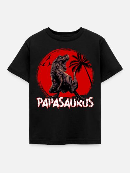Dino Papa Papasaurus - Kinder T-Shirt - Schwarz