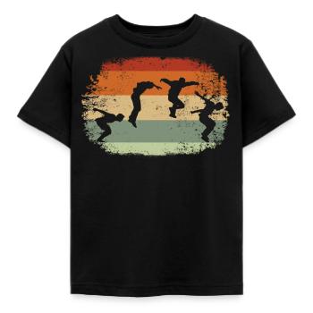 Parkour Vintage Parkour Runner Obstacle Parkour - Kids' T-Shirt - black - Front - AI Model Kid Female (0cm)