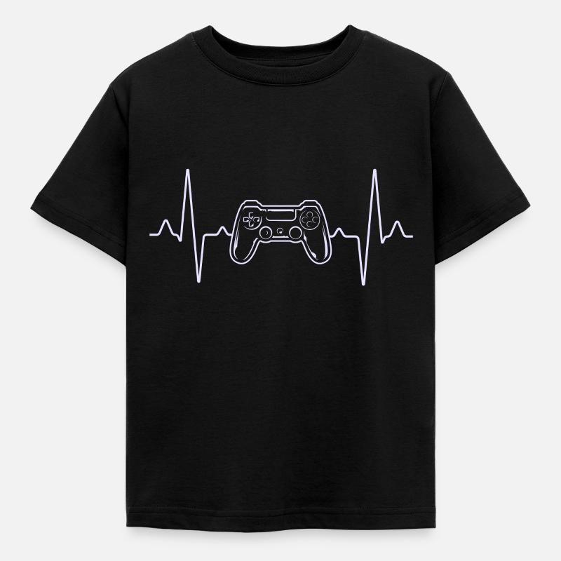 Controller Herzschlag - Kinder T-Shirt - Schwarz