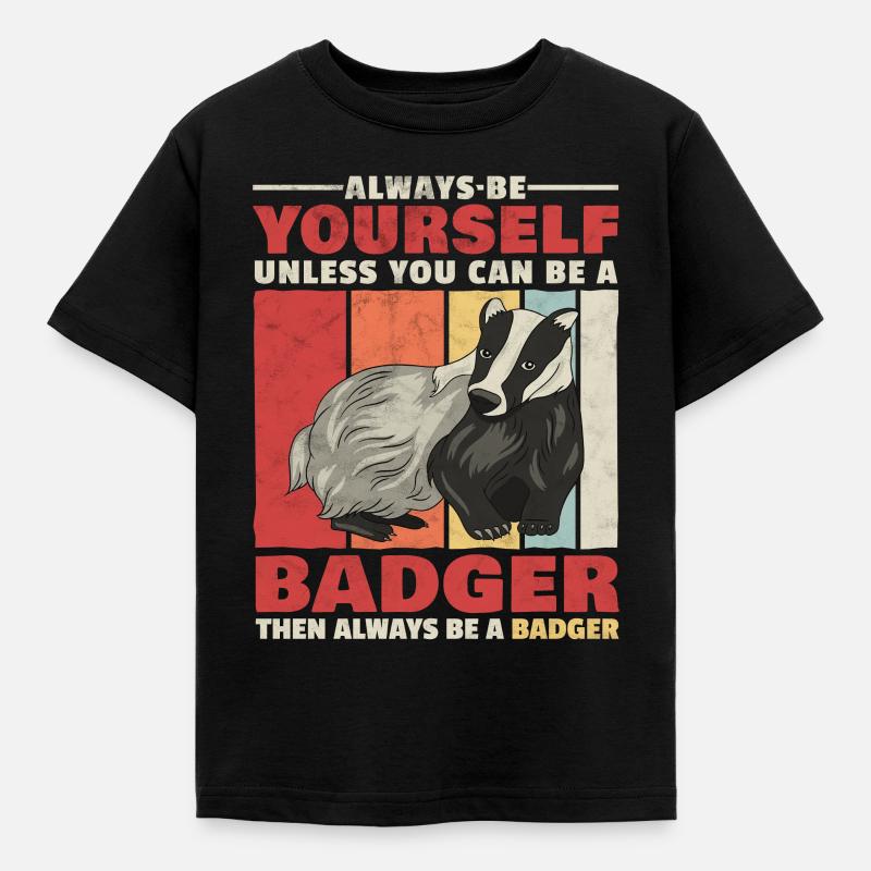 Honigdachs sei immer du selbst Dachs Spruch - Kinder T-Shirt - Schwarz