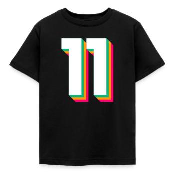 11 - Kinder T-Shirt - Schwarz - Vorne - AI Model Kid Female (0cm)