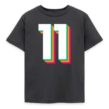 11 - Kinder T-Shirt - Dunkelgrau - Vorne - AI Model Kid Female (0cm)