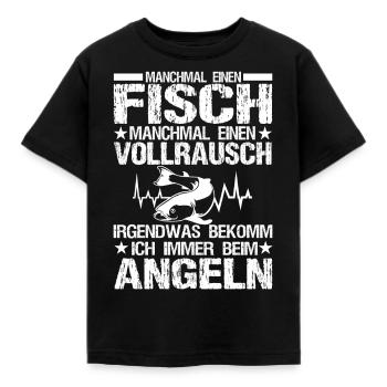 Angelmotiv Lustiger Angelspruch Angelsport - Kinder T-Shirt - Schwarz - Vorne - AI Model Kid Female (0cm)