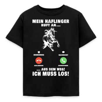 Haflinger Pferd Telefon Reiterin Pferdemädchen - Kinder T-Shirt - Schwarz - Vorne - AI Model Kid Female (0cm)