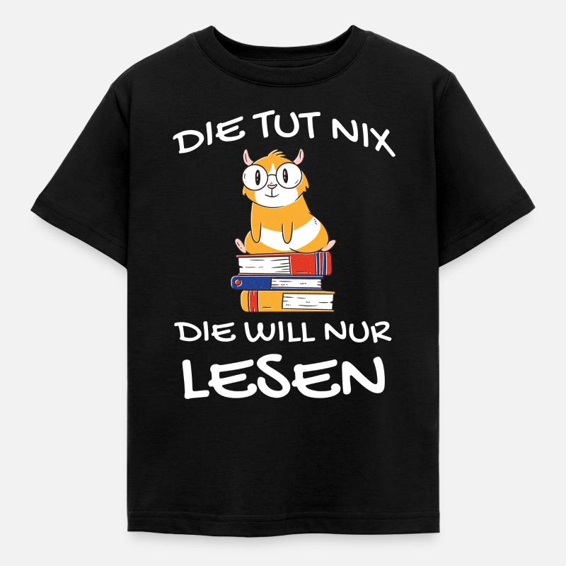 Die tut nix die will nur Bücher lesen Bücherwurm - Kinder T-Shirt - Schwarz