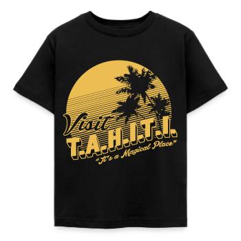 Tahiti. C’est un bouclier de lieu magique - T-shirt Enfant - noir - Devant - AI Model Kid Female (0cm)