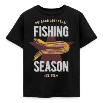 Eel fishing - Kids' T-Shirt - black - Front - AI Model Kid Female (0cm)