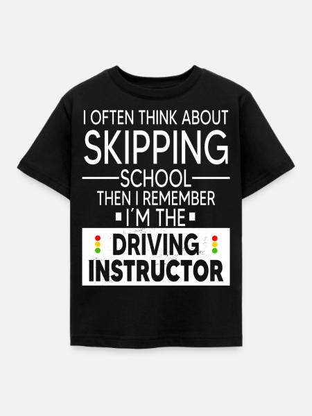 Fahrschule Auto Führerschein Fahrlehrer - Kinder T-Shirt - Schwarz